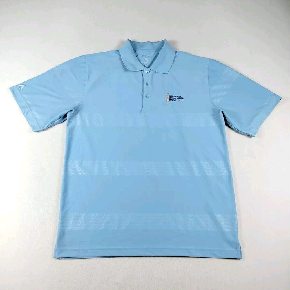 Antigua Polo Shirt Mens Large Blue American Indian Veteran Association‎ Military